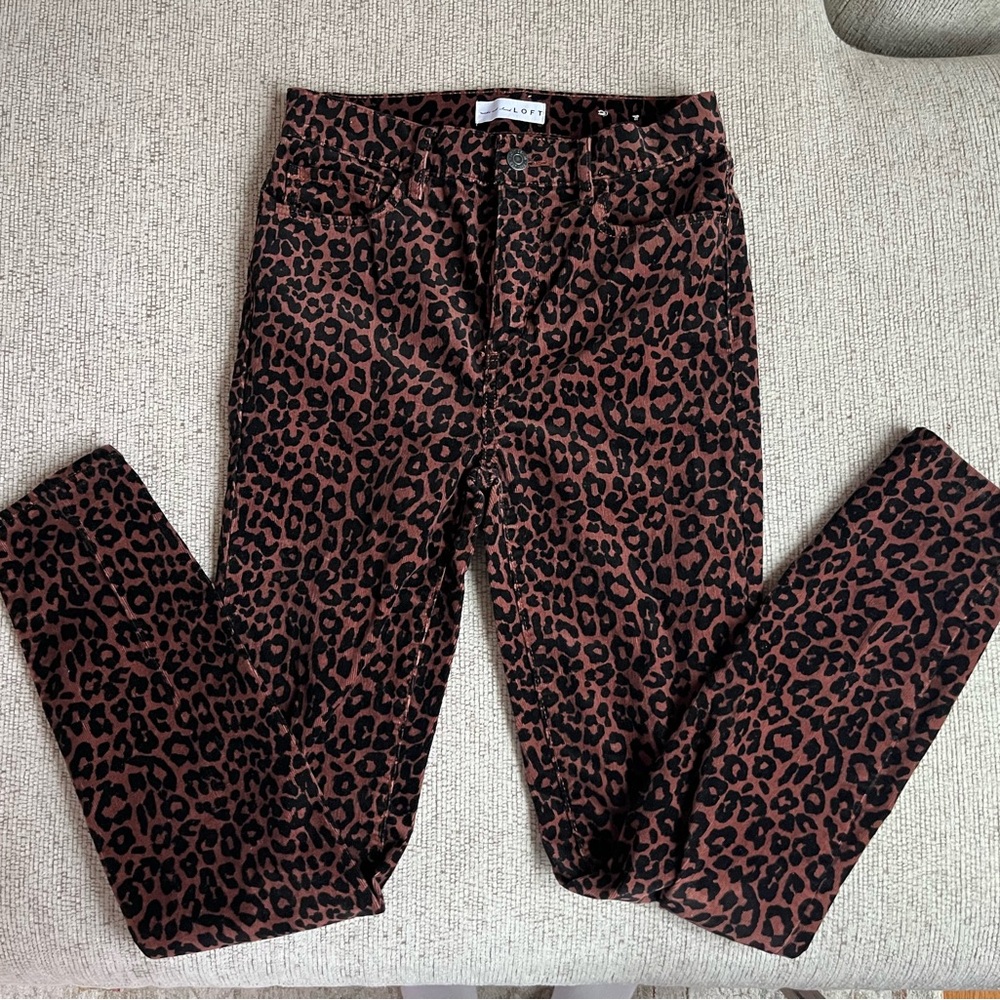 Made and Loved LOFT Cheetah Corduroy Pants Size 25/0